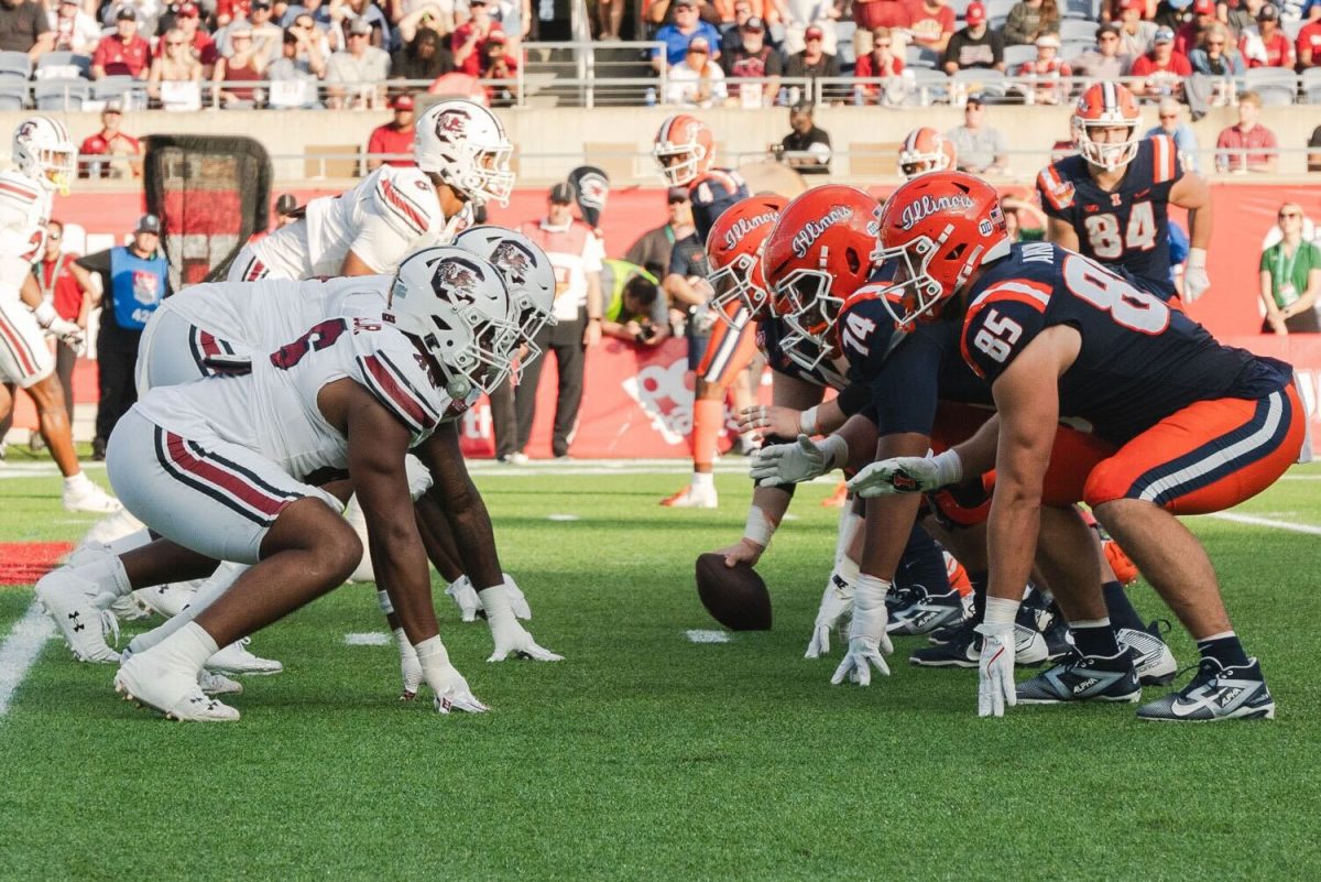 No. 20 Illinois lines up against No. 15 South Carolina in what was a physical battle in the trenches on Dec. 31.