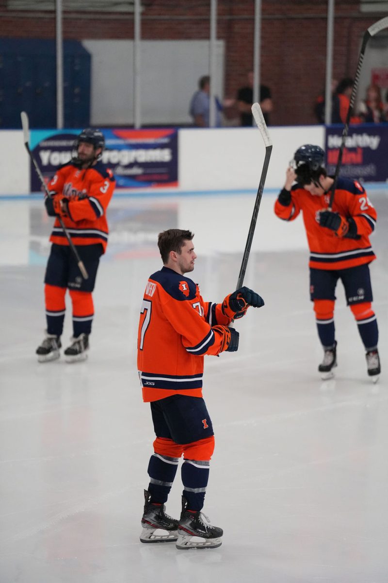 Illinois skates the ice during pregame warmups on Sept. 20. 