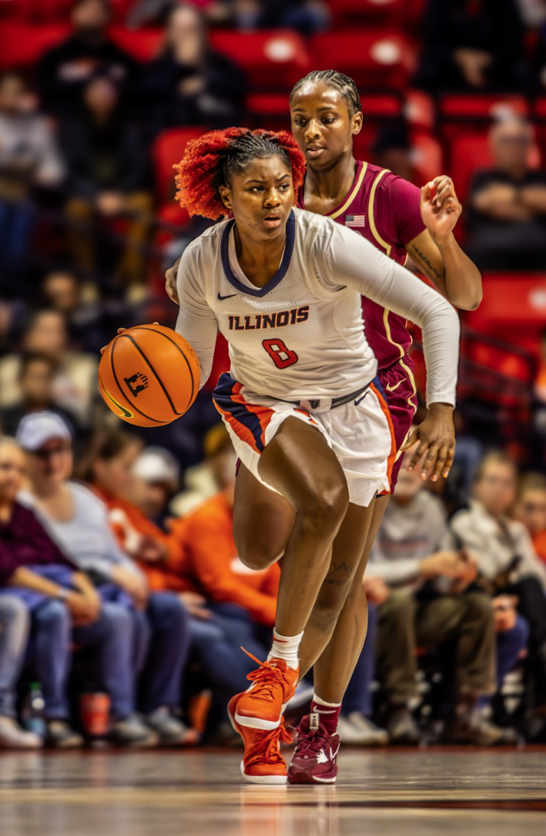 Sophomore guard Jasmine Brown-Hagger takes the ball up the court in a fast break on Nov. 7.