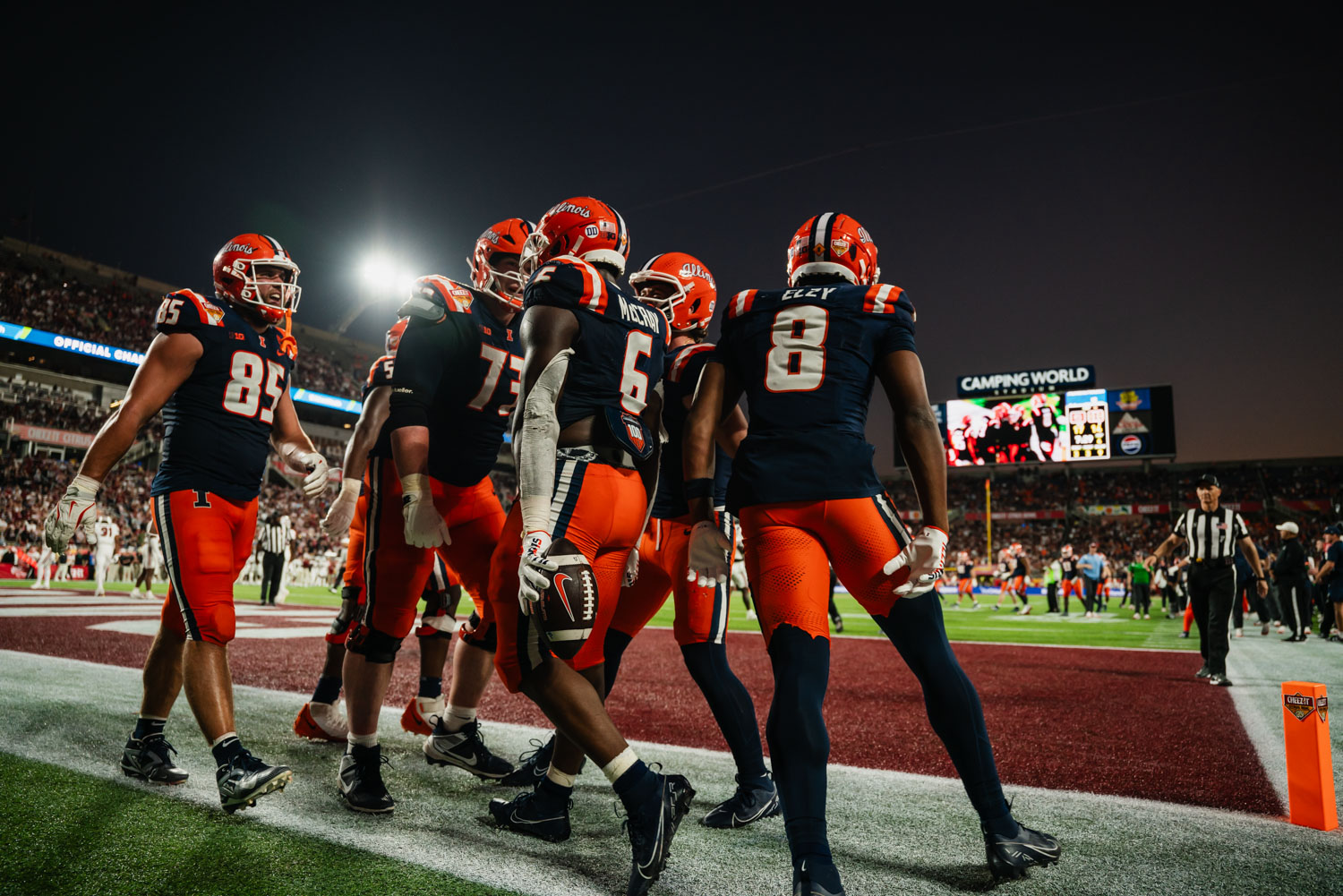 The Illini celebrate after scoring against the Gamecocks during the fourth quarter of the Cheez-It Citrus Bowl.