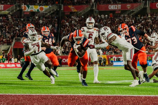 Junior running back Josh McCray bulldozes his way for the game-winning touchdown against No. 15 South Carolina on Dec. 31.