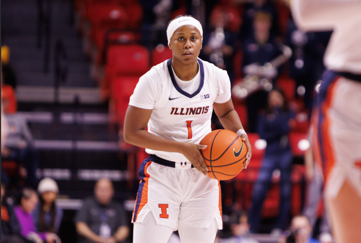 Fifth-year guard Genesis Bryant waits for her offense to get set up in a big win over No. 23 Iowa at State Farm Center on Jan. 9. 