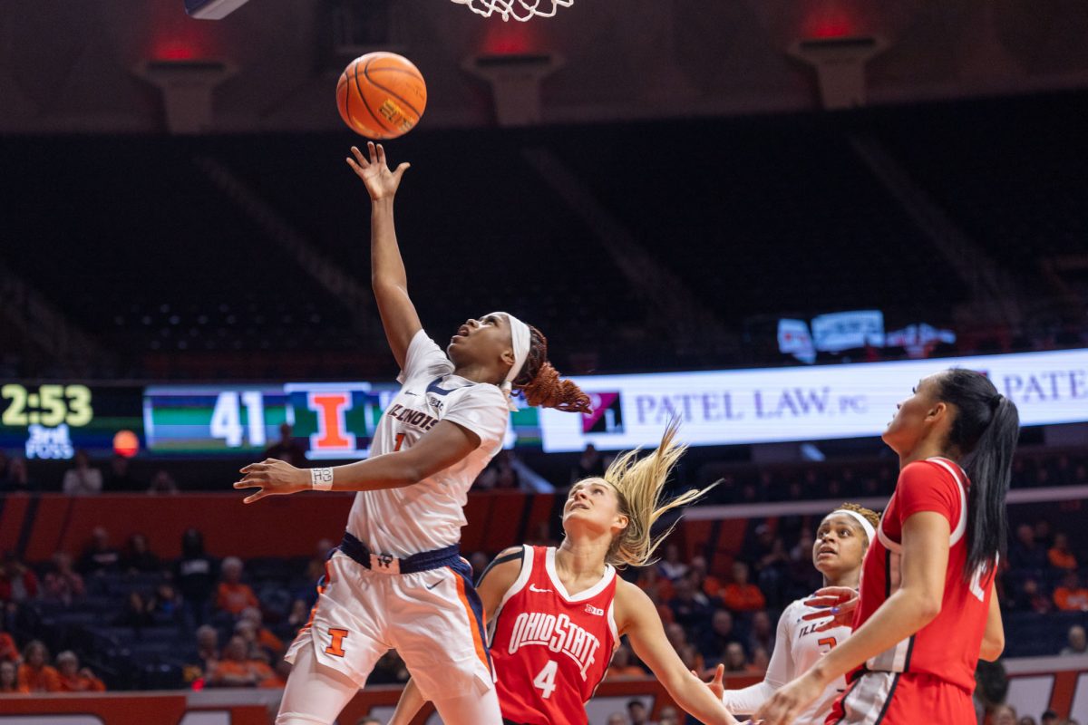 Fifth-year guard Genesis Bryant goes up for a layup against Ohio State on Jan. 25, 2024.