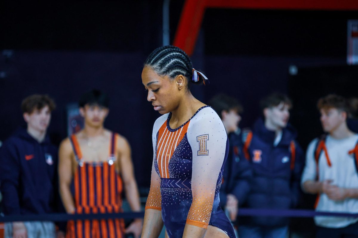 Junior Arielle Ward in her Illini uniform during a meet against Minnesota on Feb. 18, 2024.