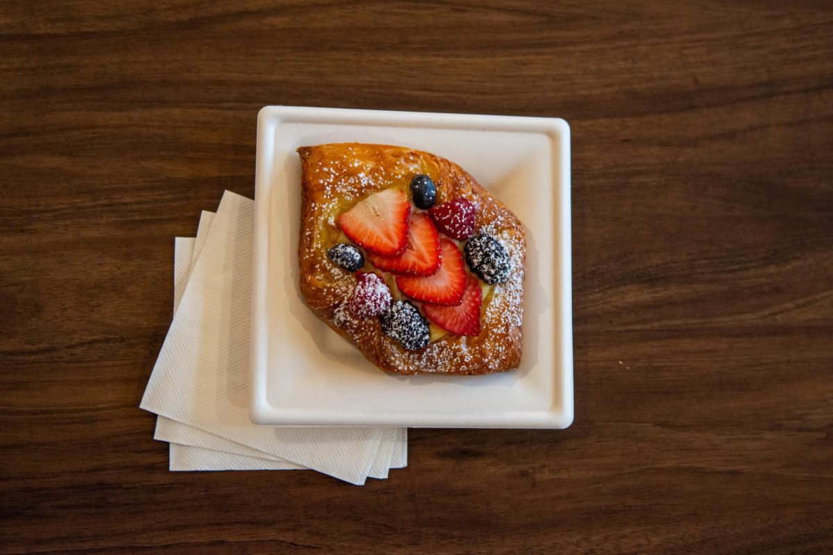 A fresh fruit danish from BakeLab sits on its plate on Feb. 10 at 410 S. Lincoln Ave in Urbana.