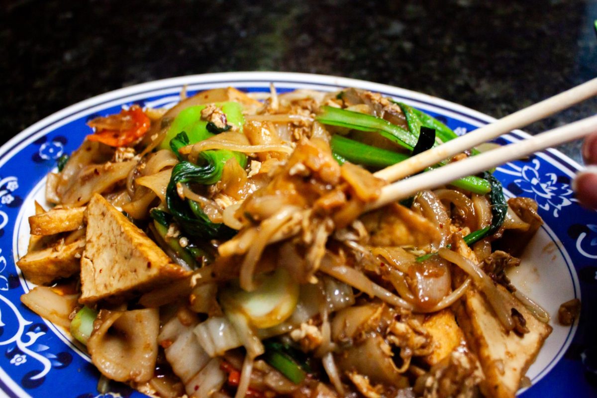 A serving of pad kee mao with tofu at Bangkok Thai is eaten on Feb. 17.