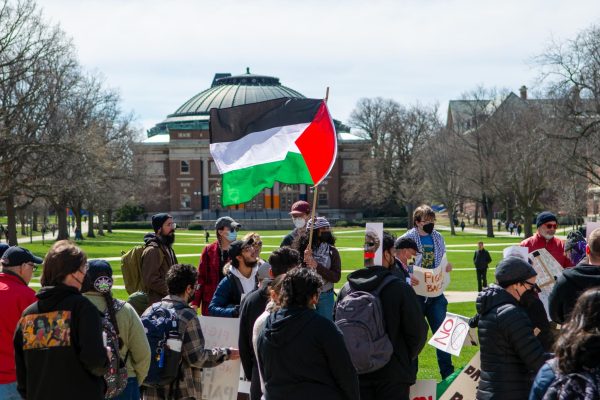 Faculty, students and community members gathered on Monday afternoon to call for support of Mahmoud Khalil, a Columbia University protest leader who was recently arrested.