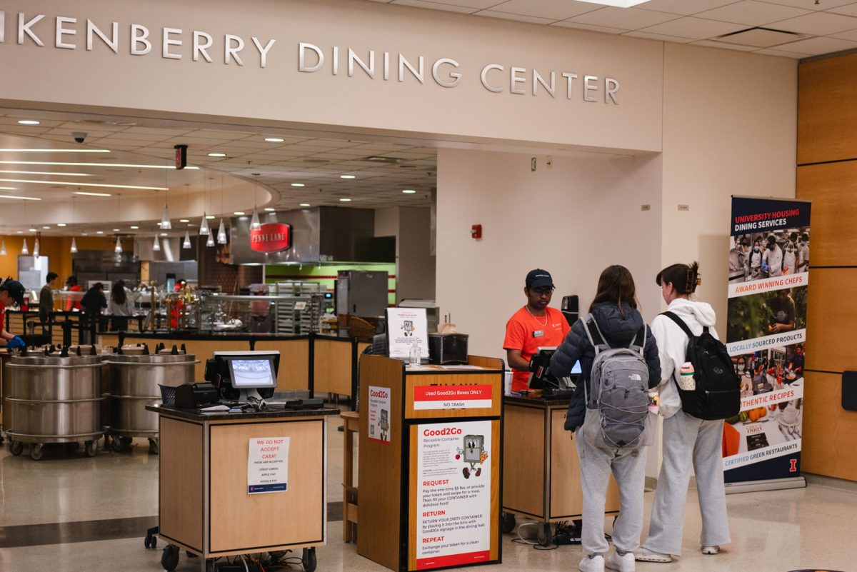 Students check-in with their meal swipes on Mar. 5 to eat at the Ikenberry Dining Center.