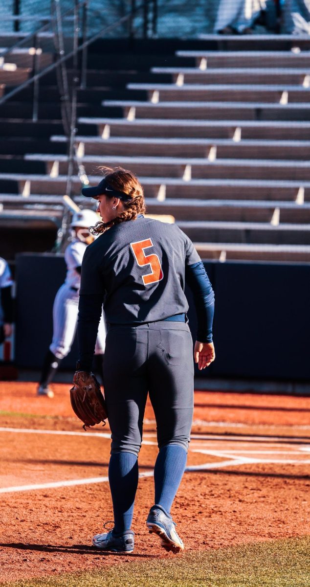 Sophomore infielder Adisyn Caryl stands on the field during a game against SIUE on March 27, 2024. 