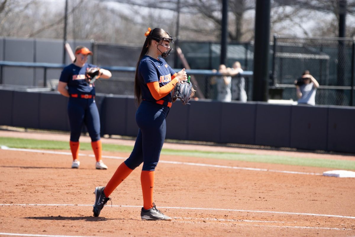 Freshman London Park stays focused during the Illini’s game against the Spartans on April 12.