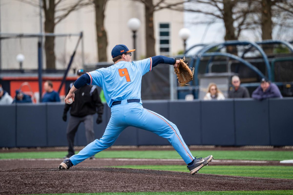 Sophomore left-handed pitcher Regan Hall delivers a pitch during a game against Maryland on April 6.