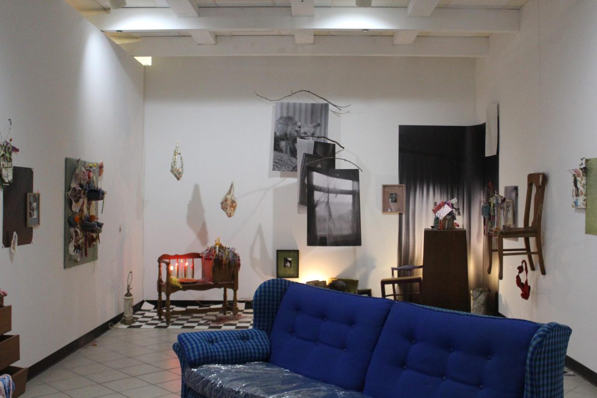 Artwork displayed inside of of the Art Coop's art installation on April 12.