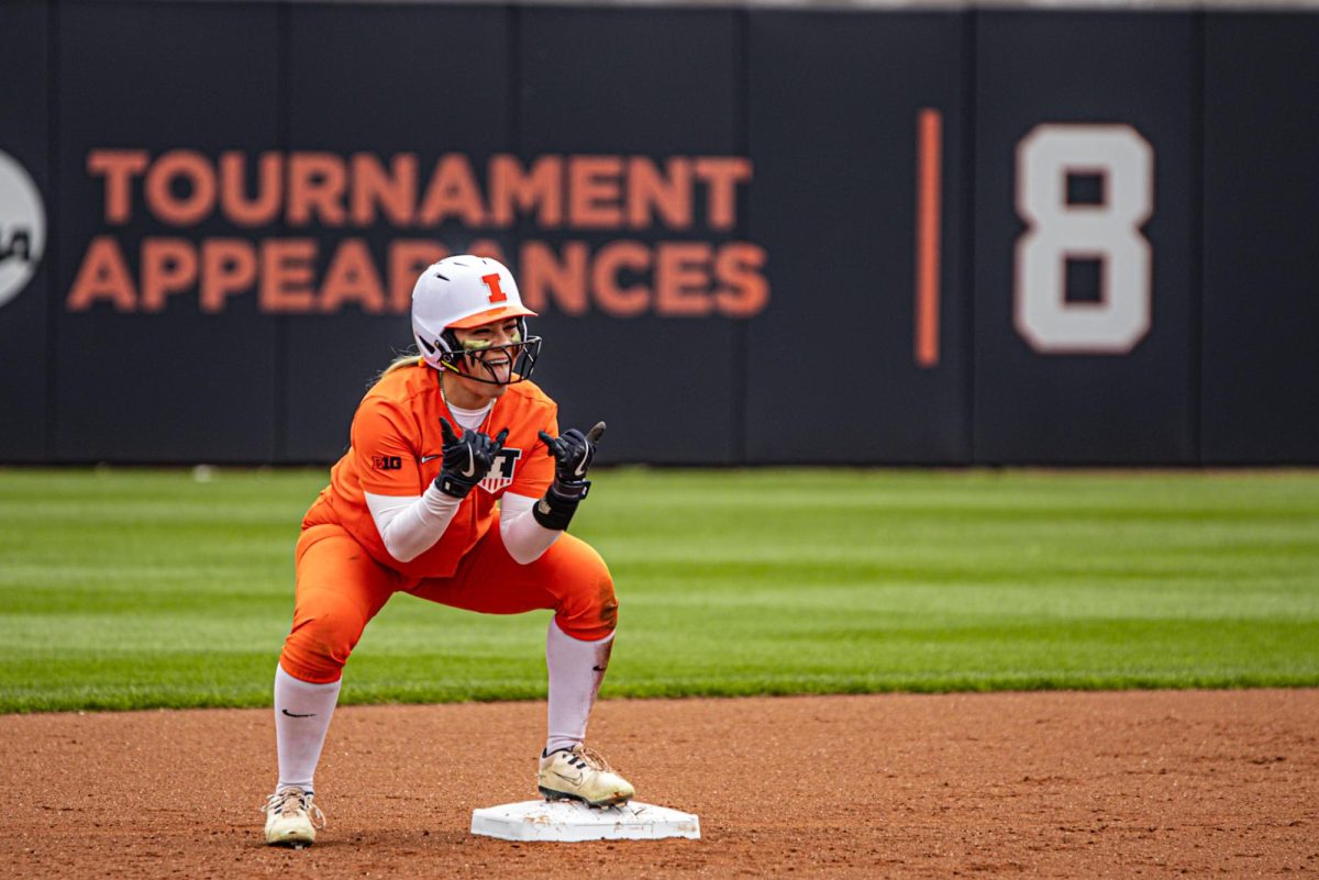 Redshirt sophomore utility player Yazzy Avila celebrates after stealing second base against Michigan State on April 13.