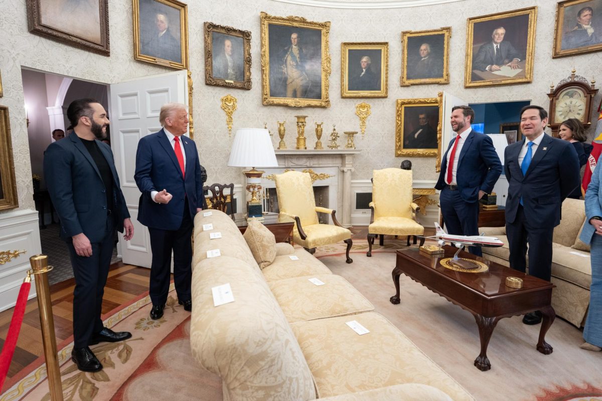 President Donald Trump hosts a meeting with Nayib Bukele, El Salvador’s President on April 14.