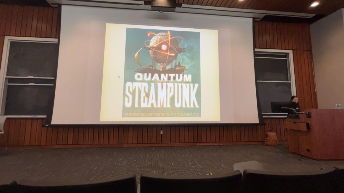 Nicole Yunger Halpern, theoretical physicist and adjunct assistant professor at the University of Maryland, discusses quantum computing at a World Quantum Day celebration last Saturday.