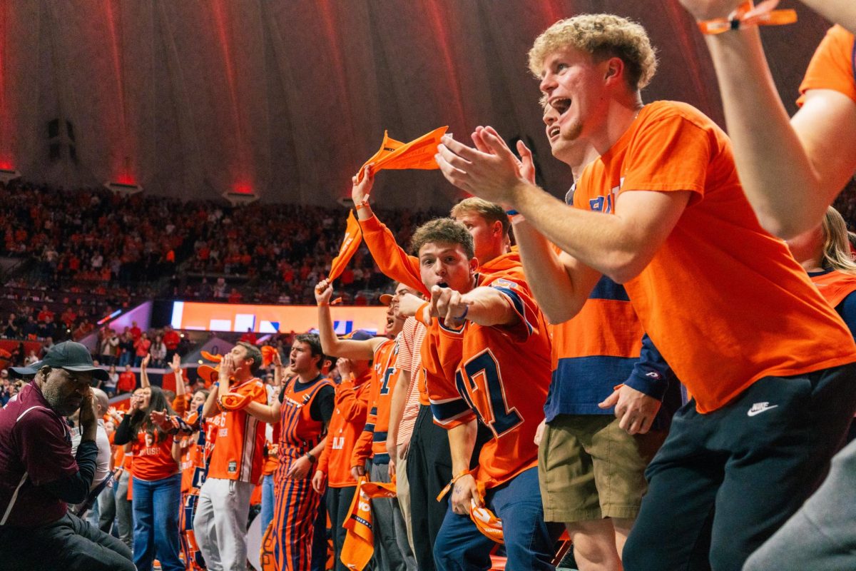 The crowd roars after Illinois scores a field goal during the Illinois vs. Purdue basketball game on Mar. 7. Illinois went on to win the game 88-80