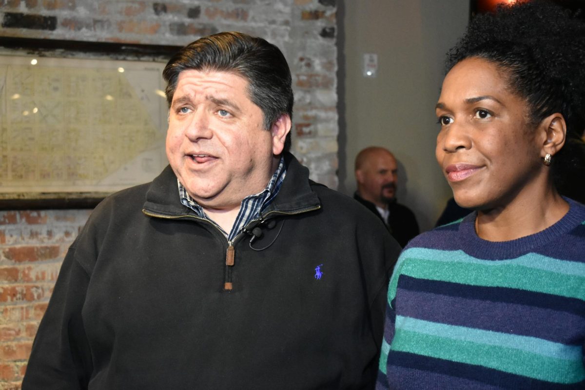 Lt. Gov. Juliana Stratton with Gov. J. B. Pritzker on December 10, 2018. Stratton has announced a bid for Dick Durbin's senate seat, with backing from Pritzker