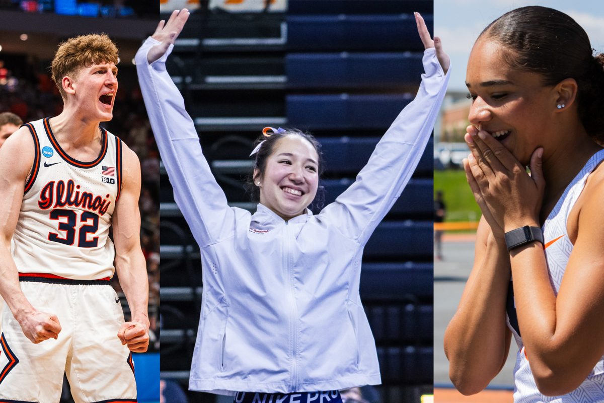 Kasparas Jakuçionis, Chloe Cho and Melissa Wullschleger all competed for Illinois as freshman. Their successful careers in basketball, gymnastics and track were honored by the Illinois Division of Intercollegiate Athletics on Monday.