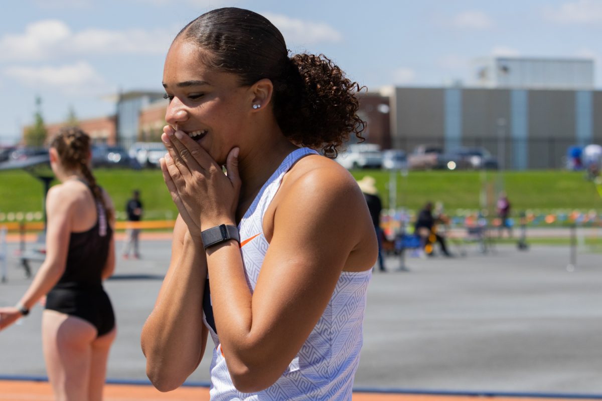 Freshman Melissa Wullschleger at the Fighting Illini Twilight, the track and field outdoor season opening meet on April 26.