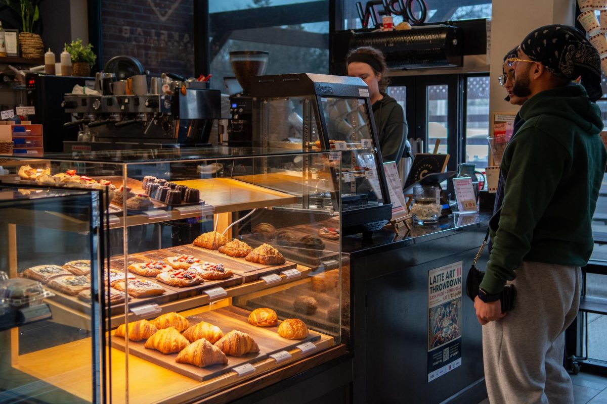 Customers order pastries and coffee at BakeLab in Urbana on Feb. 10