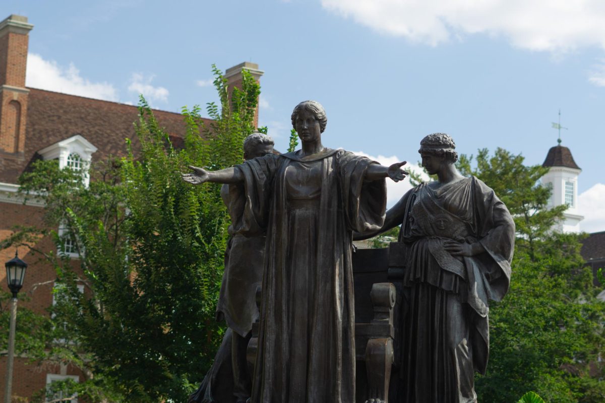 A photo showing the Alma Mater statue at the corner of Wright Street and Green Street in 2023. The University is accepting applications for the 2025-2026 Student Success Undergraduate Advisory Board.  