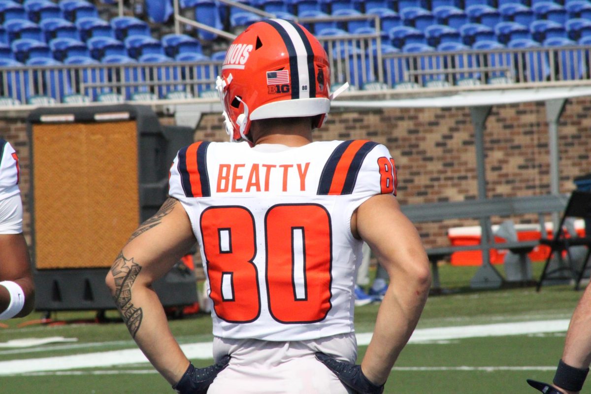 Senior wide receiver Hank Beatty warms up before playing Duke on Sep. 6 in Durham, North Carolina.