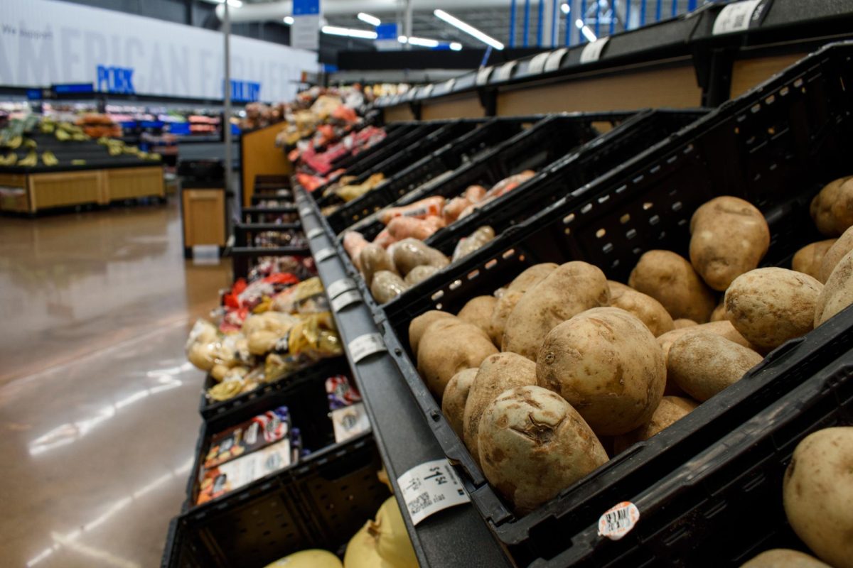Potatoes sit in a crate at Walmart in Urbana on Oct. 29. Funding for the Supplemental Nutrition Assistance Program, a federal food-purchasing assistance program, is set to lapse Saturday, affecting Illinois residents who rely on the program.