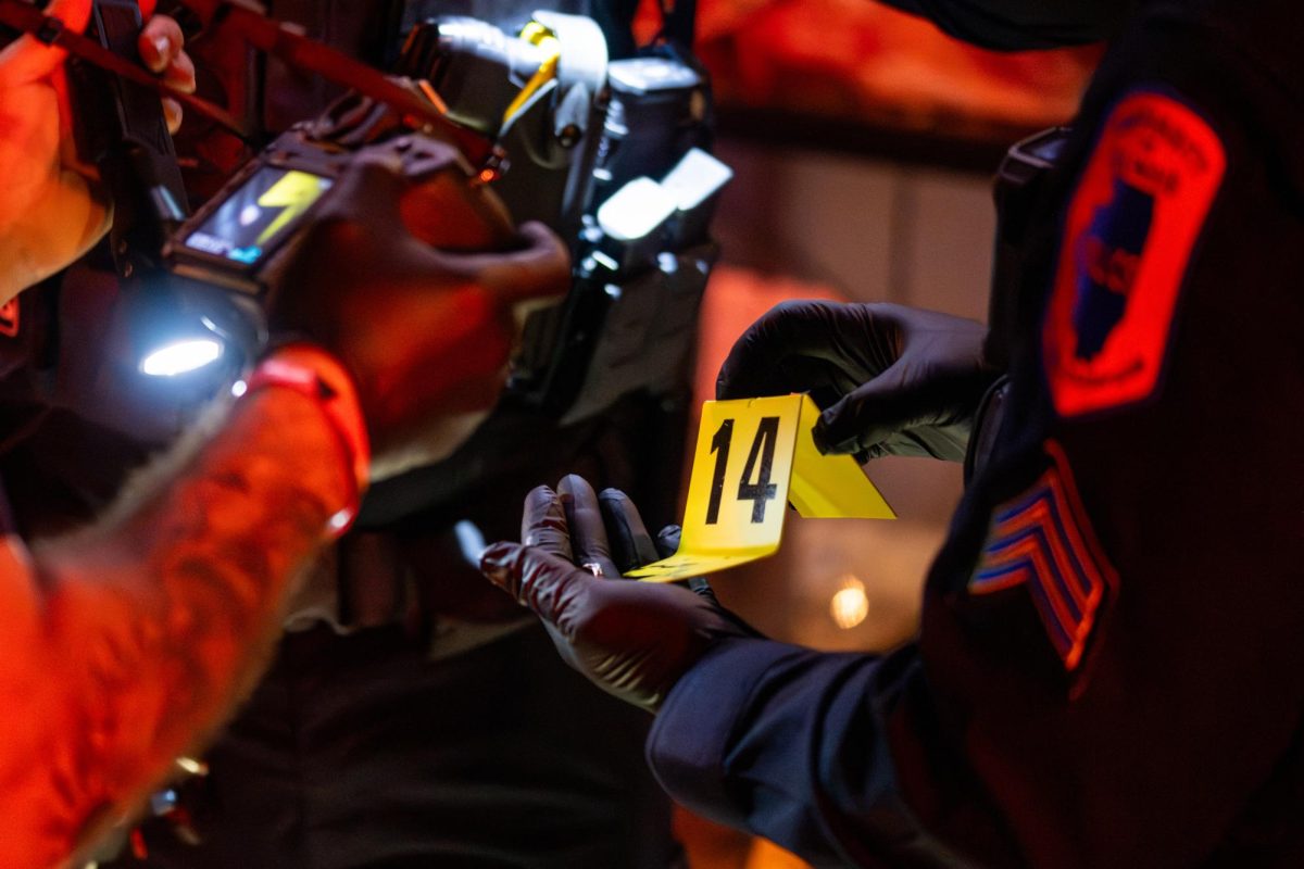 University police photograph evidence from the shooting that took place after midnight on Oct. 18.