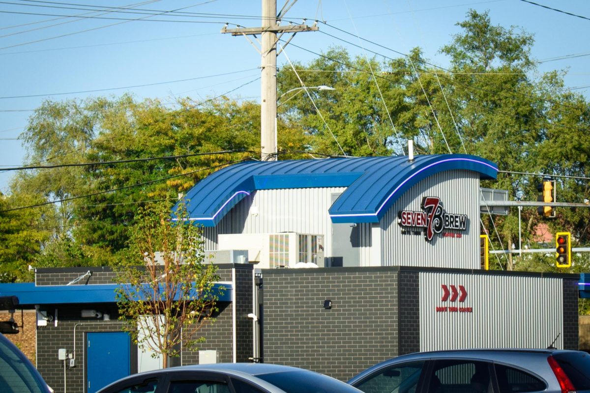The 7 Brew on Neil Street on Tuesday. This drive-thru coffee chain location has been under construction since the summer of 2025 and is set to open on Oct. 6.