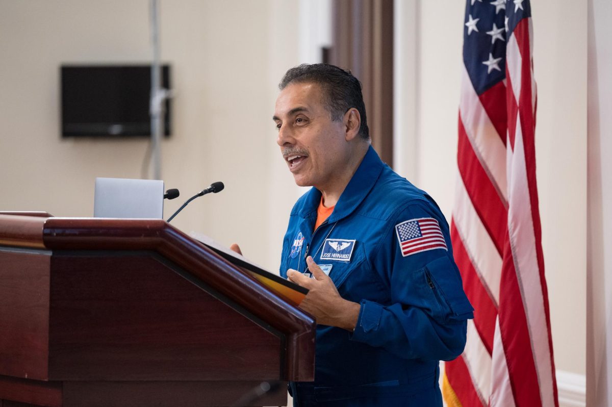 Jose Hernandez, retired NASA Astronaut, provides remarks at a White House Hispanic Heritage month event titled “Soaring Together: Inspiring the Next Generation of Space Leaders” at the Eisenhower Executive Office Building, Sept. 30, 2024 in Washington.