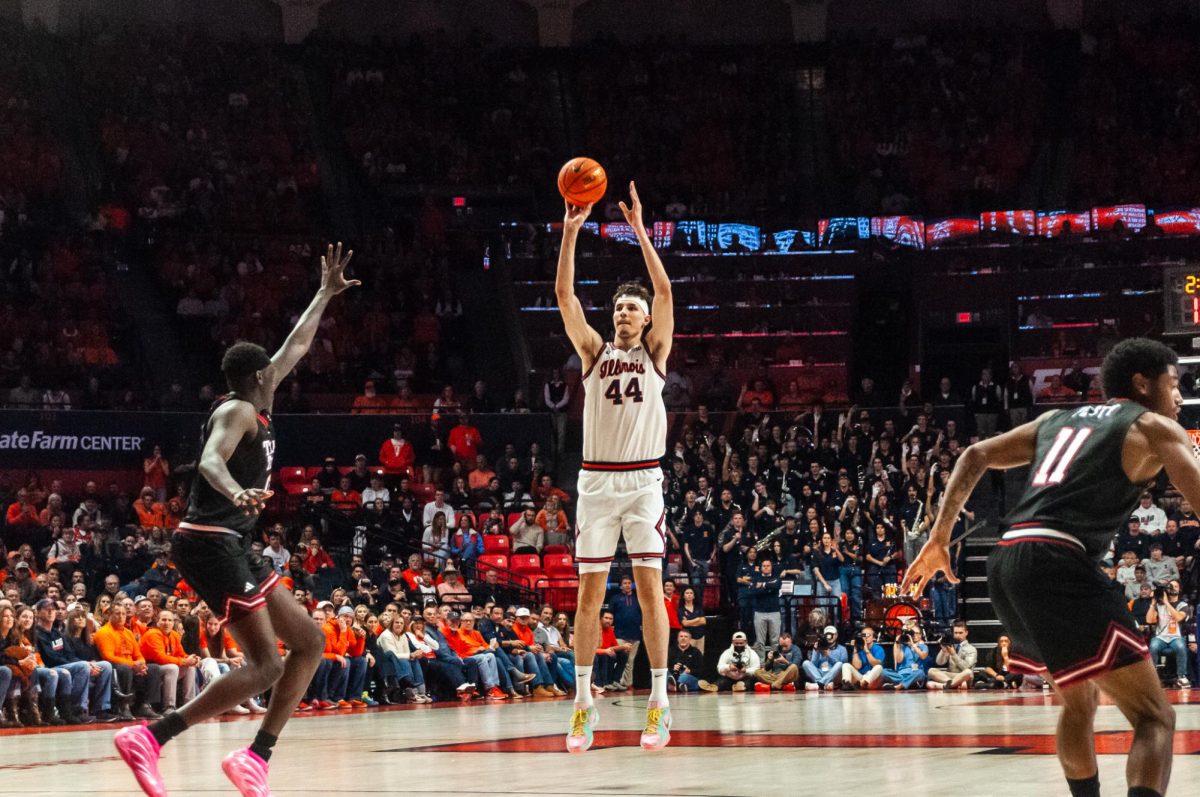Junior center Zvonimir Ivišić shoots a three-pointer against Texas Tech on Nov. 11.