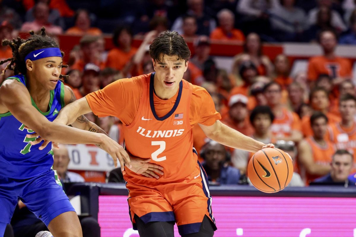 Junior wing Andrej Stojaković drives to the basket against Florida Gulf Coast on Nov. 7.