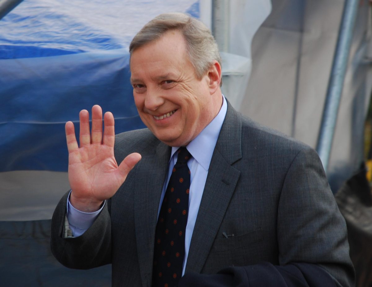 Sen. Dick Durbin, D-Ill. arrives for an MSNBC interview. Twenty-two candidates met the Nov. 3 filing deadline to run U.S. Senate after Durbin announced his retirement in April.