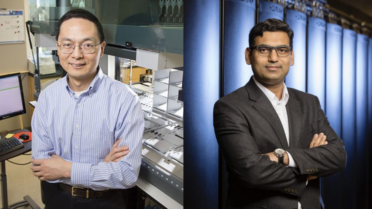 Huimin Zhao (left) and Diwakar Shukla (right), both professors in Engineering, pioneered an artificial intelligence-powered synthetic biology tool. They hope the technology will advance drug development and related fields.