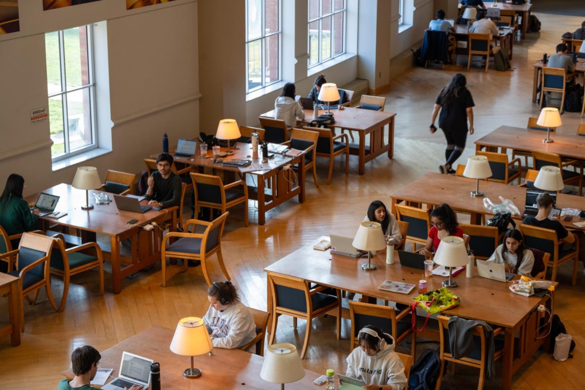 Students study on the second floor of the Grainger Engineering Library on Oct. 4, 2024.