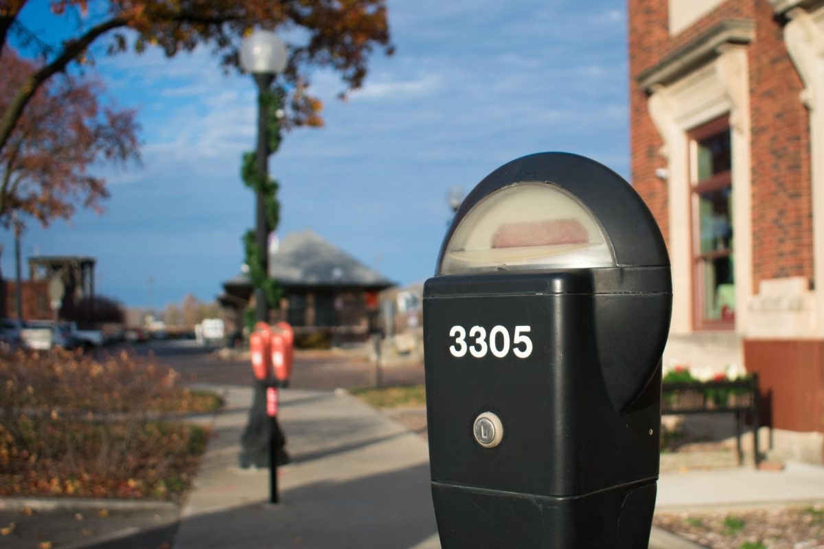 A parking meter in Downtown Champaign on Nov. 18. The city will be offering free parking until Dec. 31 at the Hill Street Parking Deck.