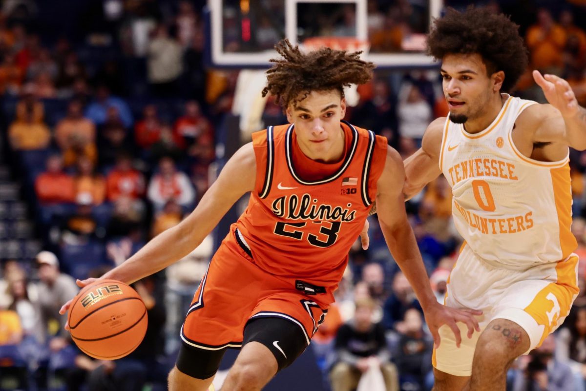 Freshman guard Keaton Wagler drives to the basket in Illinois’ 75-62 victory over Tennessee on Dec. 6.