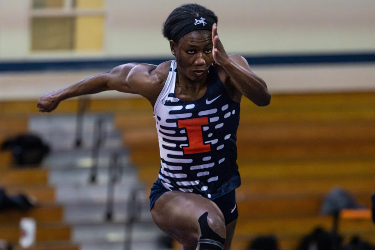 Junior jumper Mercy Honesty participates in the triple jump on the third day of the Fighting Illini Challenge and Combined Events at the Armory on Jan. 24.