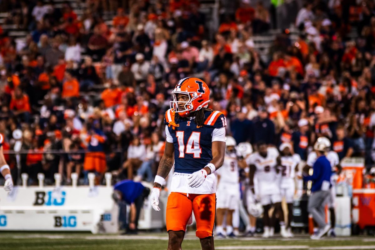 Senior defensive back Xavier Scott on the field at Gies Memorial Stadium during the game against Western Illinois on Aug. 29, 2025.