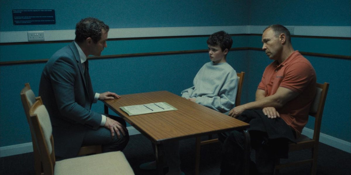 Stephen Graham, Owen Cooper and Mark Stanley in Adolescence (2025). Cooper and Graham each won a Golden Globe for their performances in the show on Jan. 11.
