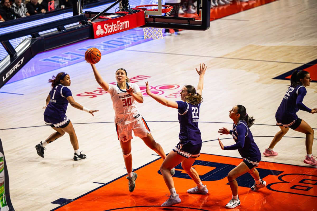 Freshman forward Cearah Parchment goes up for the layup during the Illinois v. Northwestern game on Jan. 18.