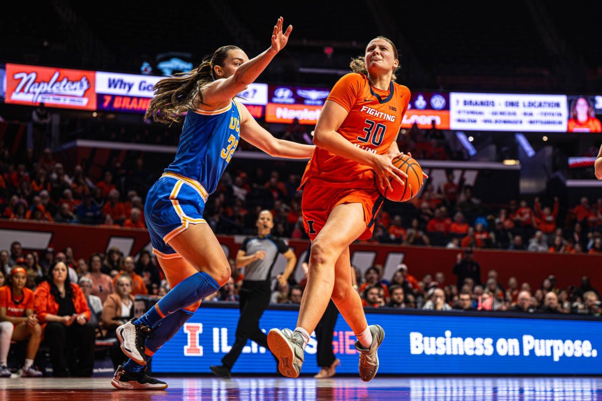 Freshman forward Cearah Parchment drives down the lane during the Illinois v. UCLA game on Jan. 28.