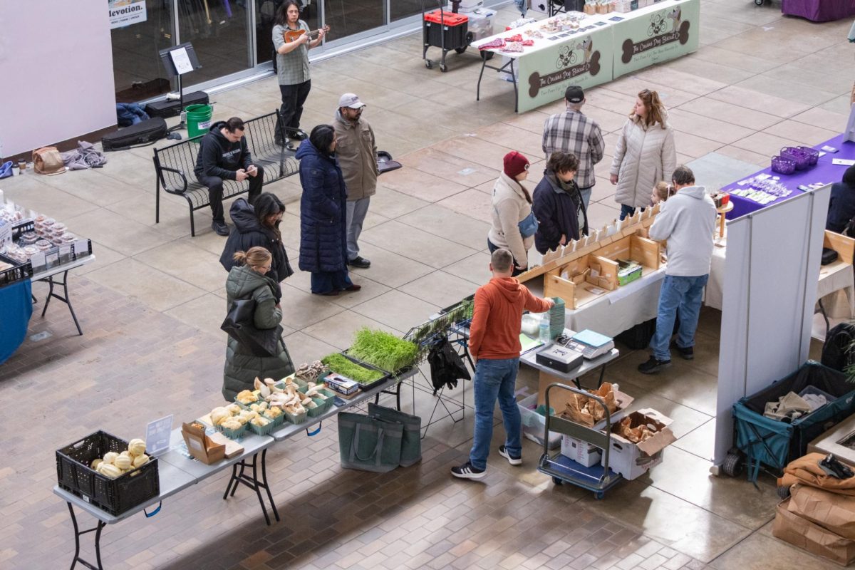 Shoppers look around different vendors at Urbana's Market at the Square on Jan. 31. Held at Lincoln Square mall year-round, the Winter Market is held inside the mall from November to April.