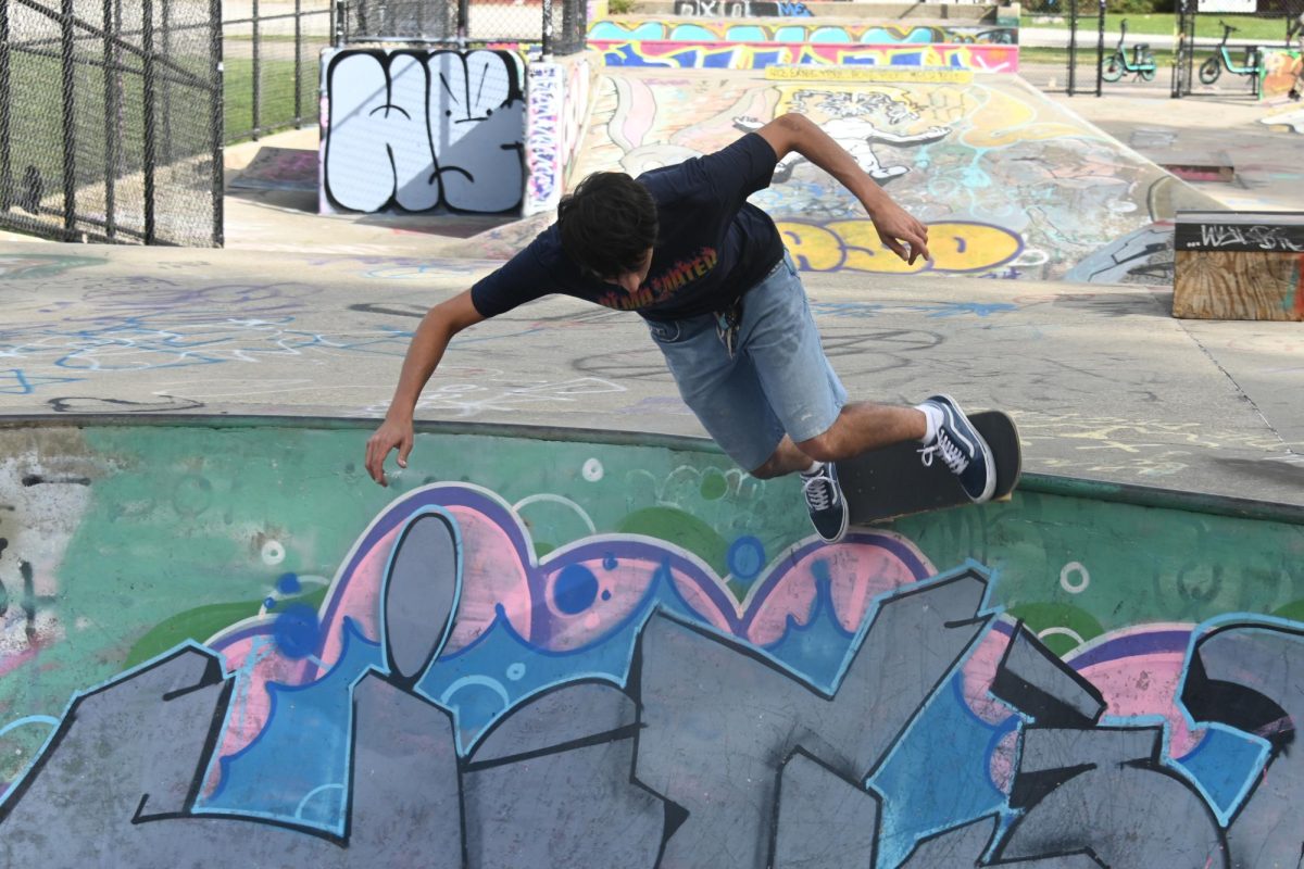 Mateo CF skates around the bowl at Spalding Park on Sunday, Oct. 13, 2024.