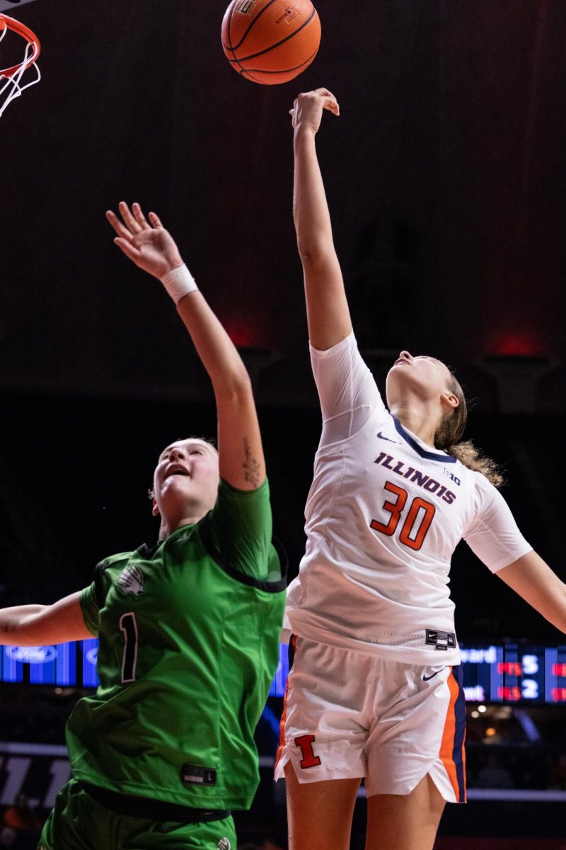 Freshman forward Cearah Parchment shoots a layup against North Texas at the State Farm Center on Dec. 14.