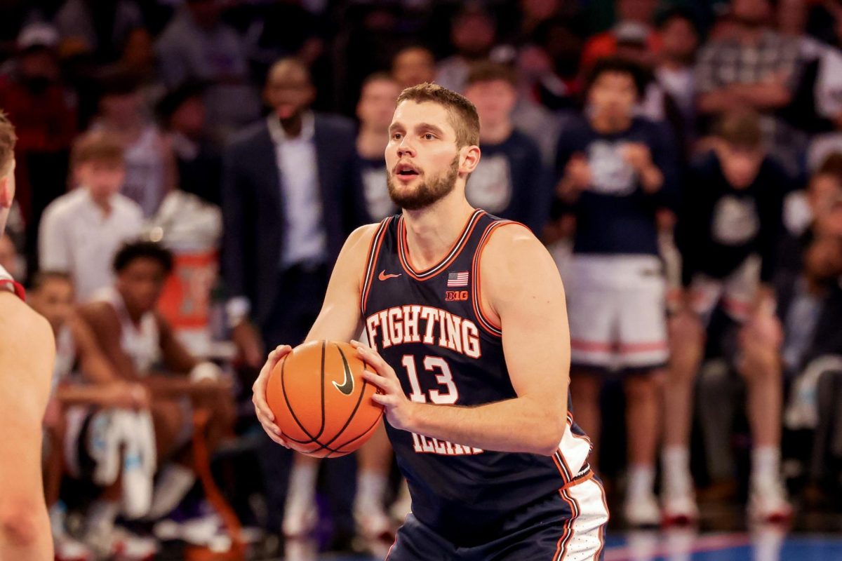 Junior center Tomislav Ivišić shoots a three at Madison Square Garden on Nov. 28, 2025.