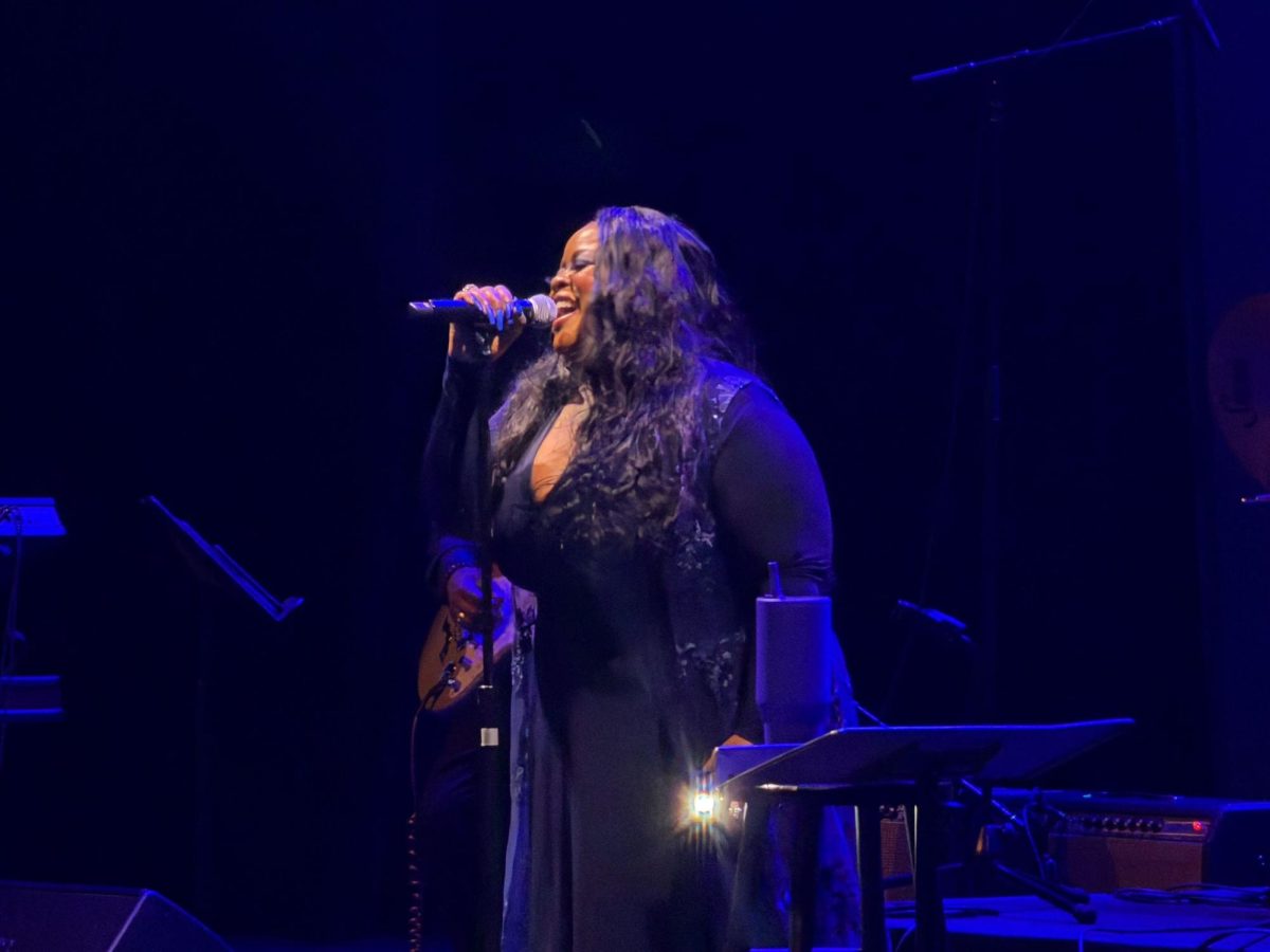 Maysa Leak sings on stage at the Krannert Performing Arts Center for Illinois Soul's second anniversary celebration on Feb. 7.