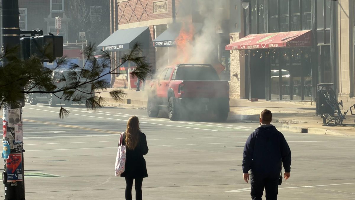 The UIPD and Urbana Fire Department responded to reports of a pickup truck on fire near the intersection of Green and Wright streets. Officers stated that the vehicle was unoccupied when it caught fire.