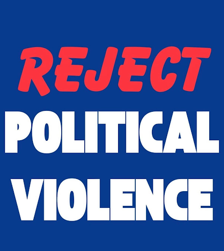 A graphic, posted to the Instagram page of Illini Dems, reads "REJECT POLITICAL VIOLENCE" and prefaced their statement condemning the Illini Republicans. (Screenshot from @Illinidems // Instagram)