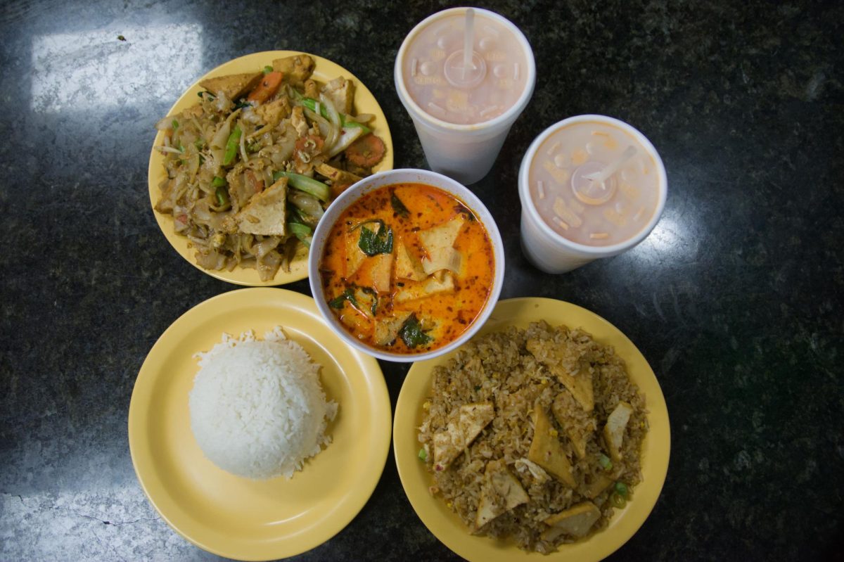 Red curry, pad kee mao, fried rice and Thai tea are some of the popular items offered at Bangkok Thai Restaurant & Pho 911, located at 410 E. Green St. in Champaign on Feb. 21.
